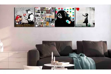 Billede Banksy Collage (4 dele) 80x80 - Artgeist sp. z o. o. - Boligtilbehør - Billeder & kunst - Billeder på lærred
