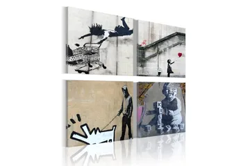 Billede Banksy Fyra Orginal Idéer 80x80 - Artgeist sp. z o. o. - Boligtilbehør - Billeder & kunst - Billeder på lærred