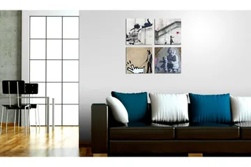 Billede Banksy Fyra Orginal Idéer 80x80 - Artgeist sp. z o. o. - Boligtilbehør - Billeder & kunst - Billeder på lærred