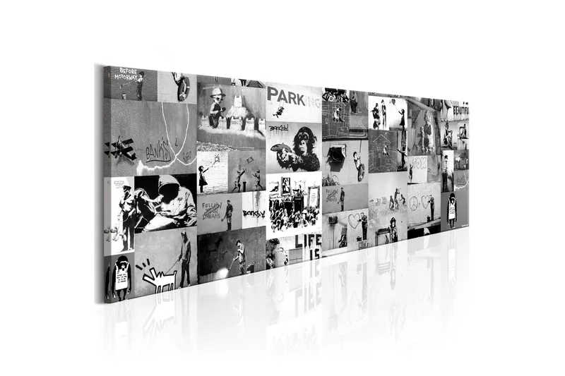 Billede Banksy Graffiti Collage Ii 150x50, Artgeist sp. z o. o.