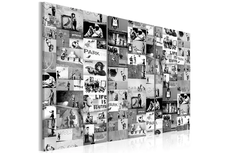 Billede Banksy Graffiti Collage Iii 90x60, Artgeist sp. z o. o.