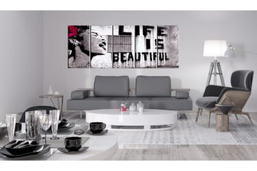 Billede Banksy Life Is Beautiful 225x90 - Artgeist sp. z o. o. - Boligtilbehør - Billeder & kunst - Billeder på lærred