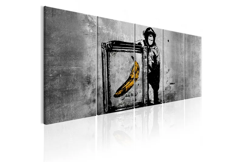 Billede Banksy Monkey With Freme 225x90 - Artgeist sp. z o. o. - Boligtilbehør - Billeder & kunst - Billeder på lærred