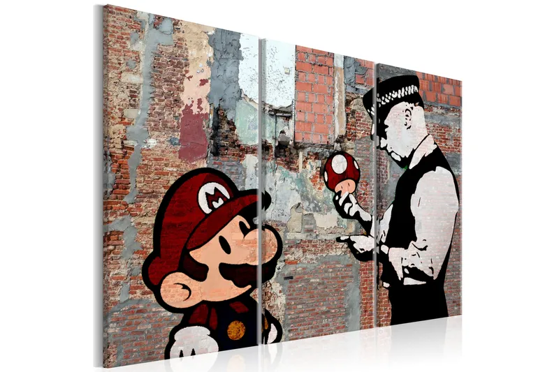 Billede Banksy Warning 90x60, Artgeist sp. z o. o.