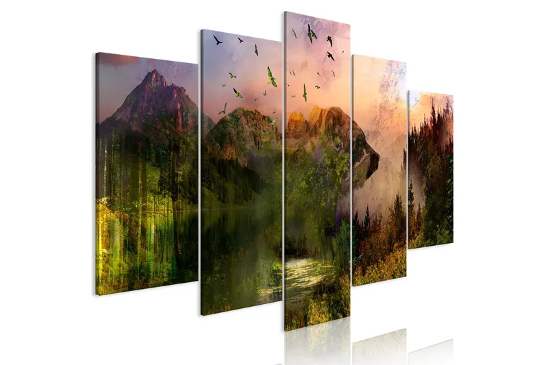 Billede Bear In The Mountain 5 Parts Wide 200x100, Artgeist sp. z o. o.