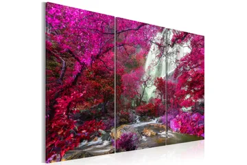 Billede Beautiful Waterfall Pink Forest 90x60 - Artgeist sp. z o. o. - Boligtilbehør - Billeder & kunst - Billeder på lærred
