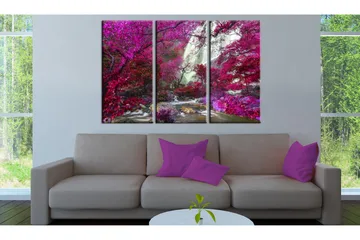 Billede Beautiful Waterfall Pink Forest 90x60 - Artgeist sp. z o. o. - Boligtilbehør - Billeder & kunst - Billeder på lærred