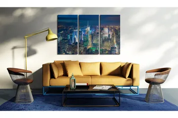 Billede Bird´S Eye View Of New York City By Night 60x40 - Artgeist sp. z o. o. - Boligtilbehør - Billeder & kunst - Billeder på lærred