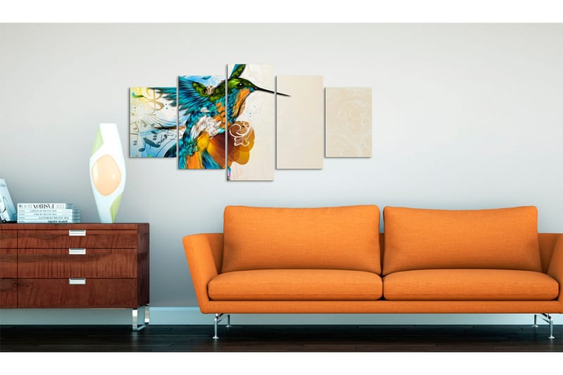 Billede Bird's Music 5 Pieces 200x100 - Artgeist sp. z o. o. - Boligtilbehør - Billeder & kunst - Billeder på lærred
