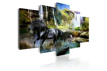 Billede Black Horse Background Of Paradise 200x100 - Artgeist sp. z o. o. - Boligtilbehør - Billeder & kunst - Billeder på lærred