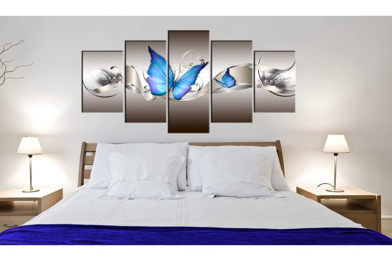 Billede Blue Butterflies 100x50 - Artgeist sp. z o. o. - Boligtilbehør - Billeder & kunst - Billeder på lærred