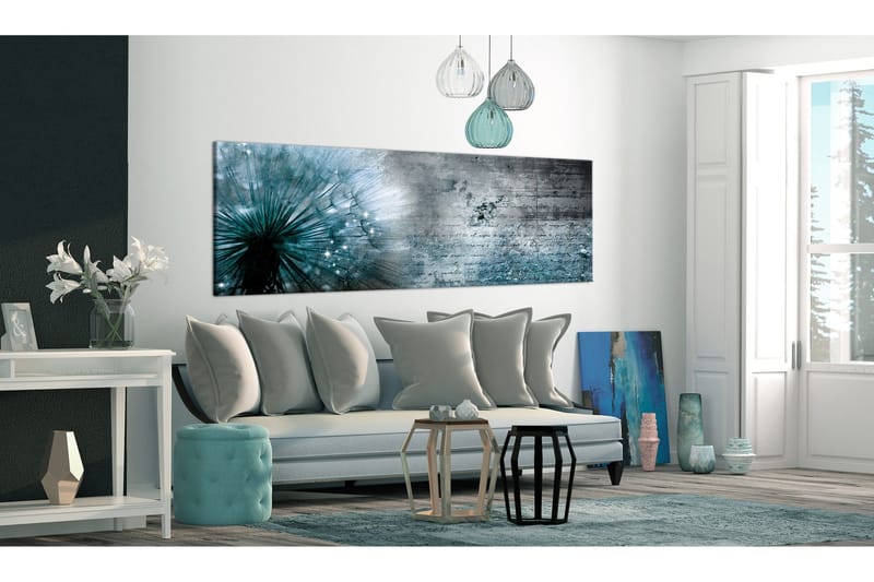 Billede Blue Dandelion 150x50 - Artgeist sp. z o. o. - Boligtilbehør - Billeder & kunst - Billeder på lærred