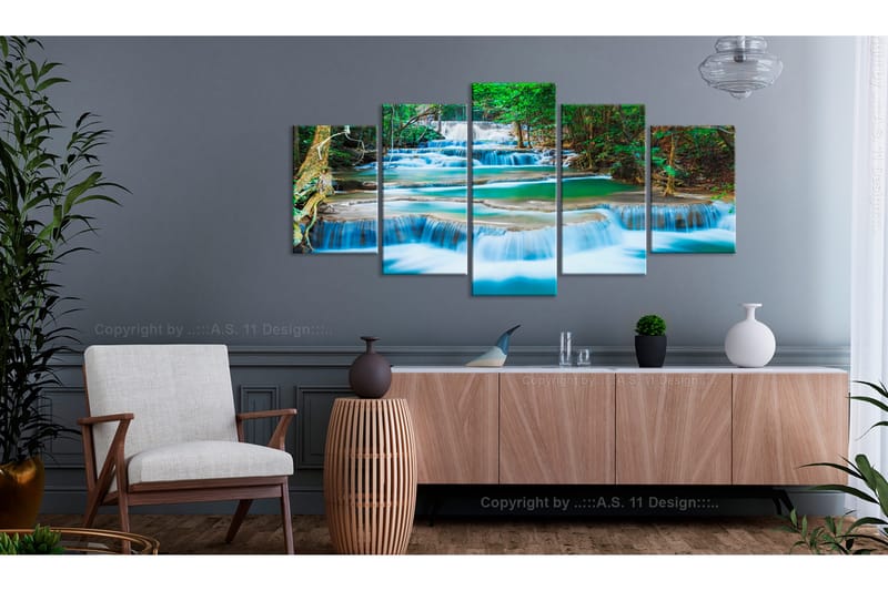 Billede Blue Waterfall In Kanchanaburi Thailand 100x50 - Artgeist sp. z o. o. - Boligtilbehør - Billeder & kunst - Billeder på lærred