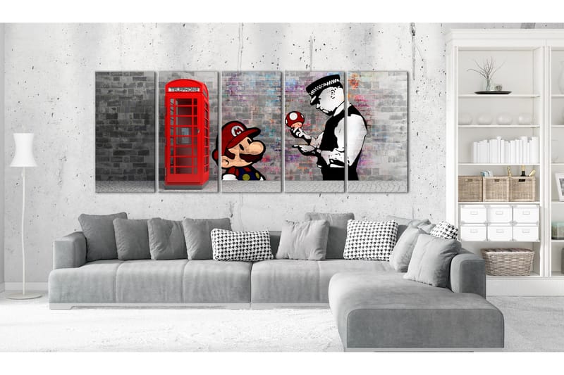 Billede Brick Graffiti 200x80 - Artgeist sp. z o. o. - Boligtilbehør - Billeder & kunst - Billeder på lærred