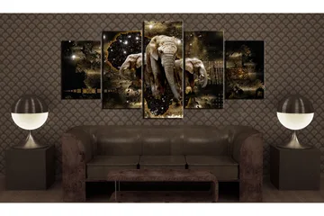 Billede Brown Elephants 200x100 - Artgeist sp. z o. o. - Boligtilbehør - Billeder & kunst - Billeder på lærred