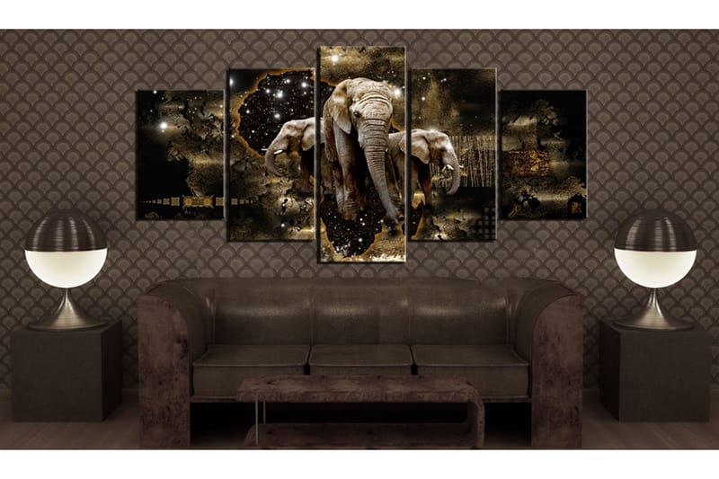 Billede Brown Elephants 200x100 - Artgeist sp. z o. o. - Boligtilbehør - Billeder & kunst - Billeder på lærred