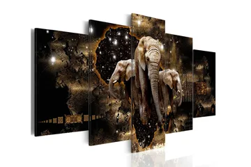 Billede Brown Elephants 200x100 - Artgeist sp. z o. o. - Boligtilbehør - Billeder & kunst - Billeder på lærred