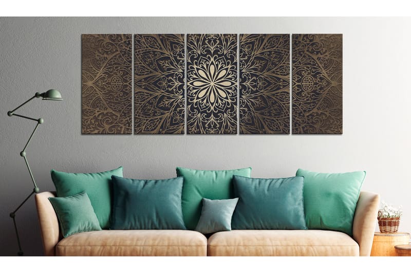 Billede Brown Mandala 225x90 - Artgeist sp. z o. o. - Boligtilbehør - Billeder & kunst - Billeder på lærred