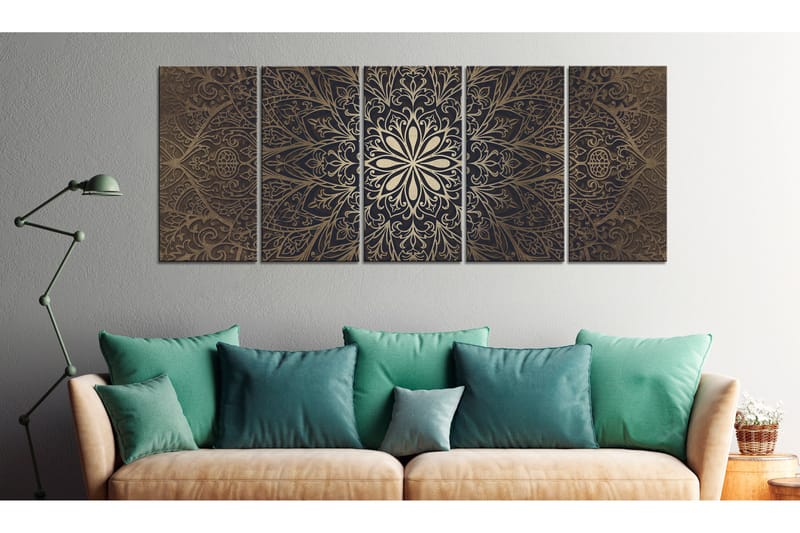 Billede Brown Mandala 225x90 - Artgeist sp. z o. o. - Boligtilbehør - Billeder & kunst - Billeder på lærred