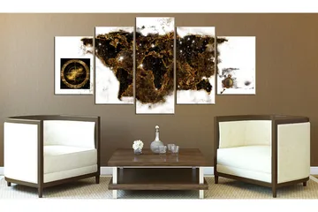 Billede Brown Map 100x50 - Artgeist sp. z o. o. - Boligtilbehør - Billeder & kunst - Billeder på lærred