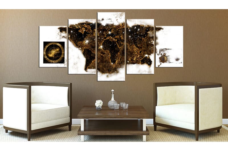 Billede Brown Map 100x50 - Artgeist sp. z o. o. - Boligtilbehør - Billeder & kunst - Billeder på lærred