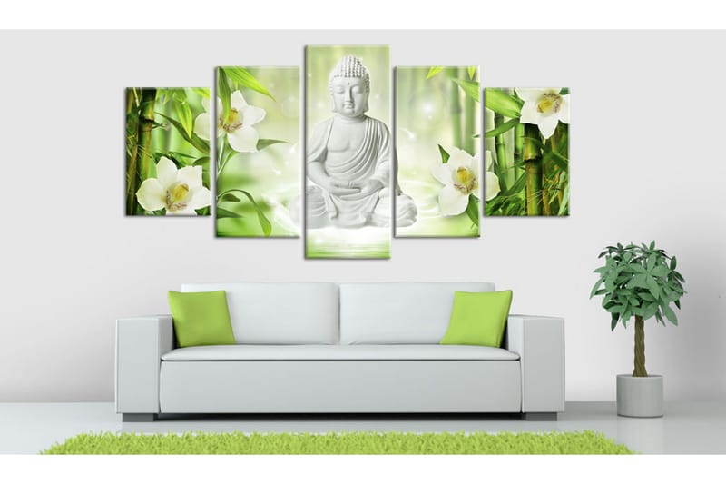 Billede Buddha And Jasmine 100x50 - Artgeist sp. z o. o. - Boligtilbehør - Billeder & kunst - Billeder på lærred
