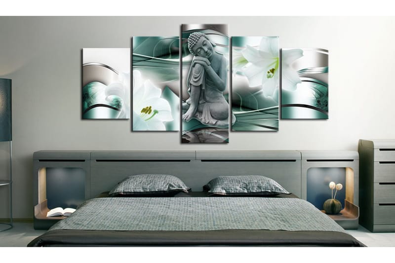 Billede Buddha And Lilies 100x50 - Artgeist sp. z o. o. - Boligtilbehør - Billeder & kunst - Billeder på lærred