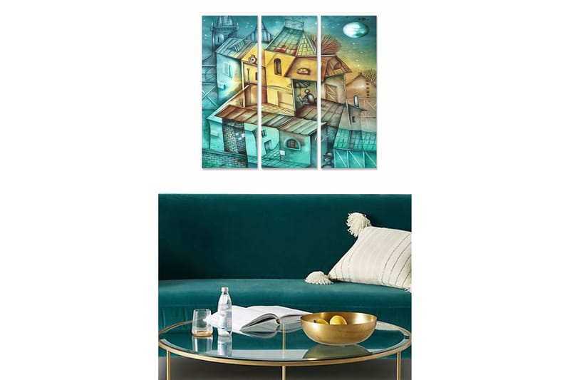 Billede Building 3 stk Flerfarvet - 22x05 cm - Boligtilbehør - Billeder & kunst - Billeder på lærred