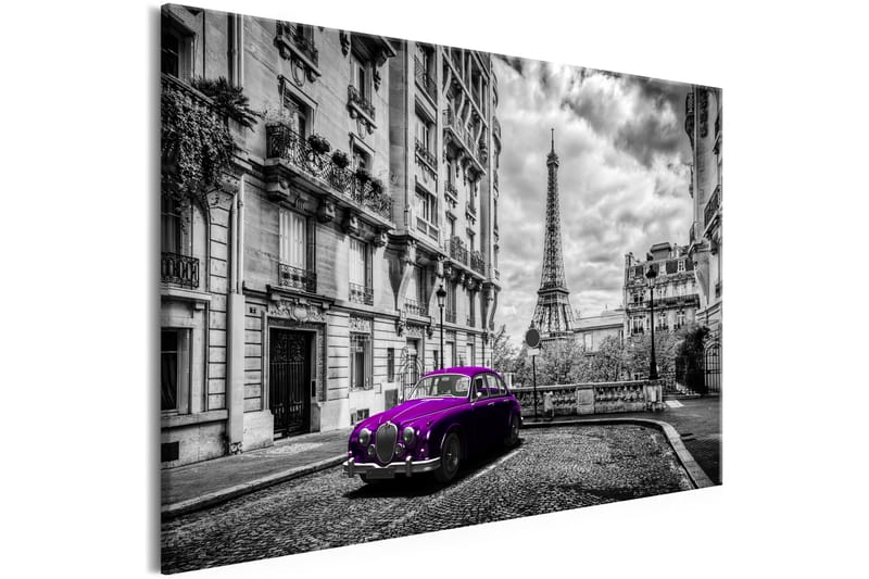 Billede Car in Paris (1 del) Violet Bred 120x80, Artgeist sp. z o. o.