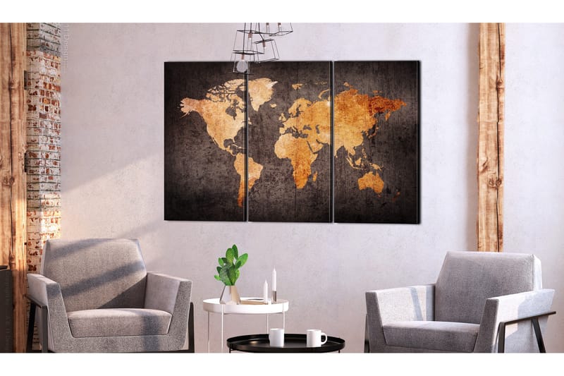 Billede Chestnut World Map 120x80 - Artgeist sp. z o. o. - Boligtilbehør - Billeder & kunst - Billeder på lærred