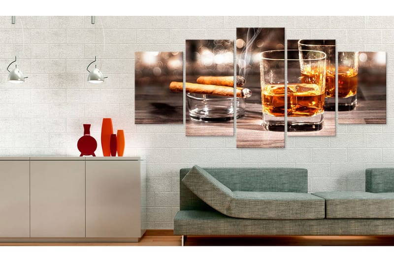 Billede Cigar And Whiskey 100x50 - Artgeist sp. z o. o. - Boligtilbehør - Billeder & kunst - Billeder på lærred