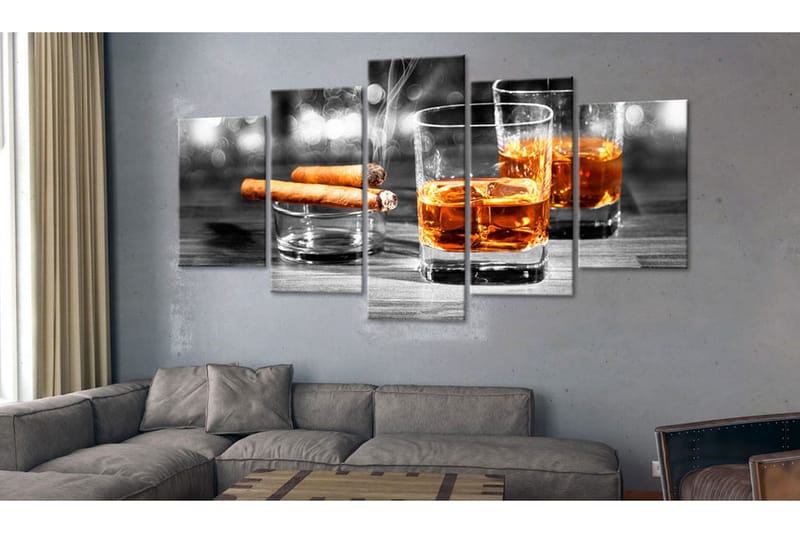 Billede Cigars And Whiskey 100x50 - Artgeist sp. z o. o. - Boligtilbehør - Billeder & kunst - Billeder på lærred