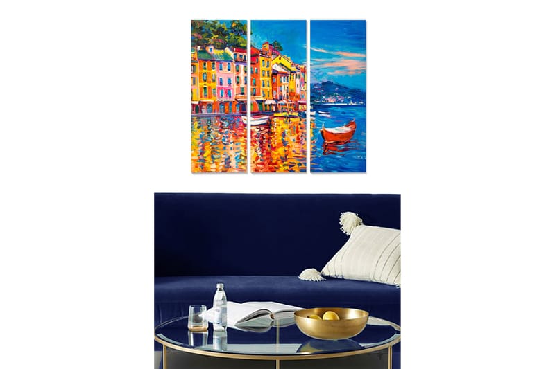 Billede City 3 stk Flerfarvet - 22x05 cm - Boligtilbehør - Billeder & kunst - Billeder på lærred