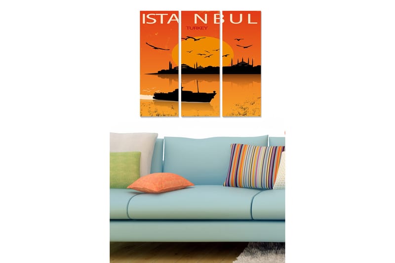 Billede City 3 stk Flerfarvet, 22x05 cm