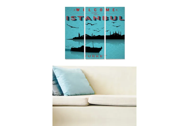 Billede City 3 stk Flerfarvet, 22x05 cm