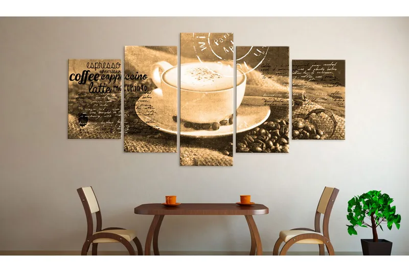 Billede Coffe Espresso Cappuccino Latte Machiato 100x50 - Artgeist sp. z o. o. - Boligtilbehør - Billeder & kunst - Billeder på lærred