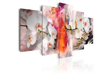 Billede Colorful Background And Orchids 100x50 - Artgeist sp. z o. o. - Boligtilbehør - Billeder & kunst - Billeder på lærred