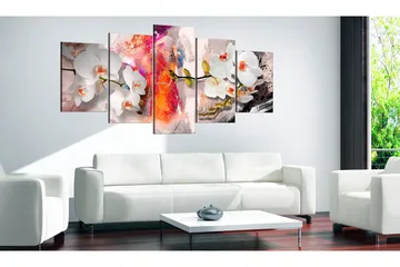 Billede Colorful Background And Orchids 200x100 - Artgeist sp. z o. o. - Boligtilbehør - Billeder & kunst - Billeder på lærred