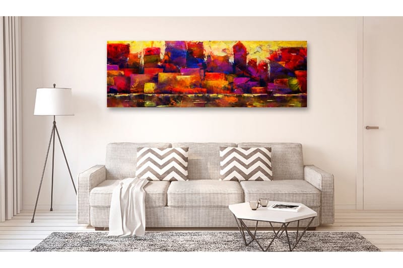 Billede Colourful City Skyline 135x45 - Artgeist sp. z o. o. - Boligtilbehør - Billeder & kunst - Billeder på lærred