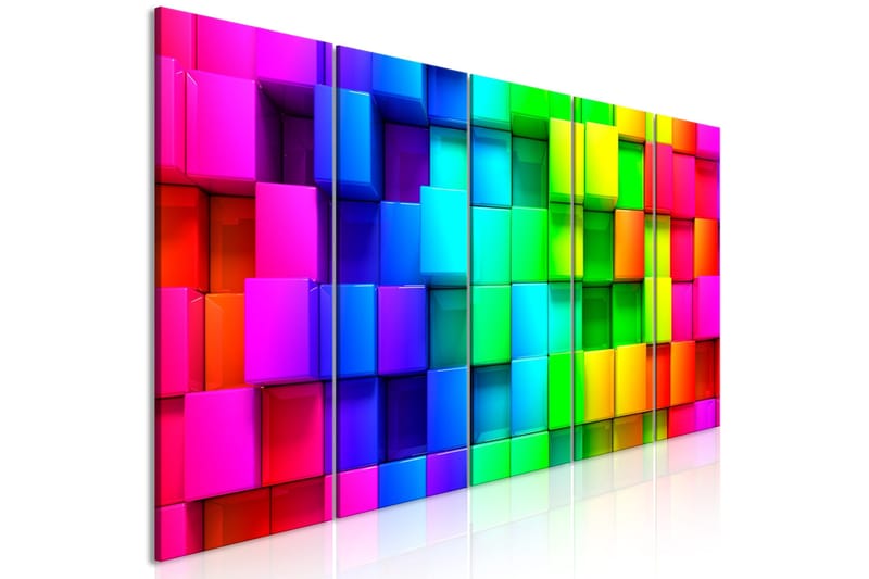 Billede Colourful Cubes 5 Parts Narrow 225x90, Artgeist sp. z o. o.