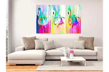 Billede Colourful Flamingos 3 Parts 90x60 - Artgeist sp. z o. o. - Boligtilbehør - Billeder & kunst - Billeder på lærred