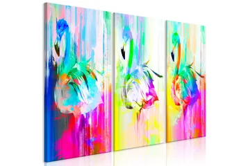 Billede Colourful Flamingos 3 Parts 90x60 - Artgeist sp. z o. o. - Boligtilbehør - Billeder & kunst - Billeder på lærred