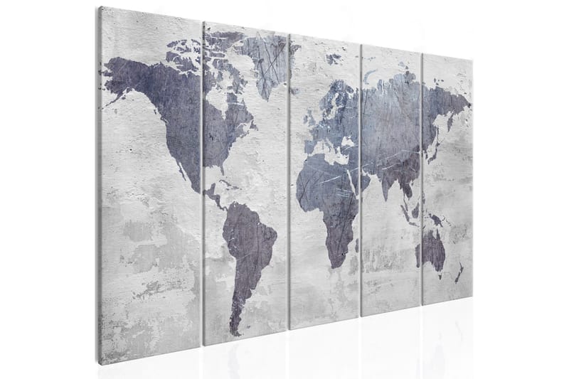 Billede Concrete World Map 5 Parts Narrow 225x90, Artgeist sp. z o. o.