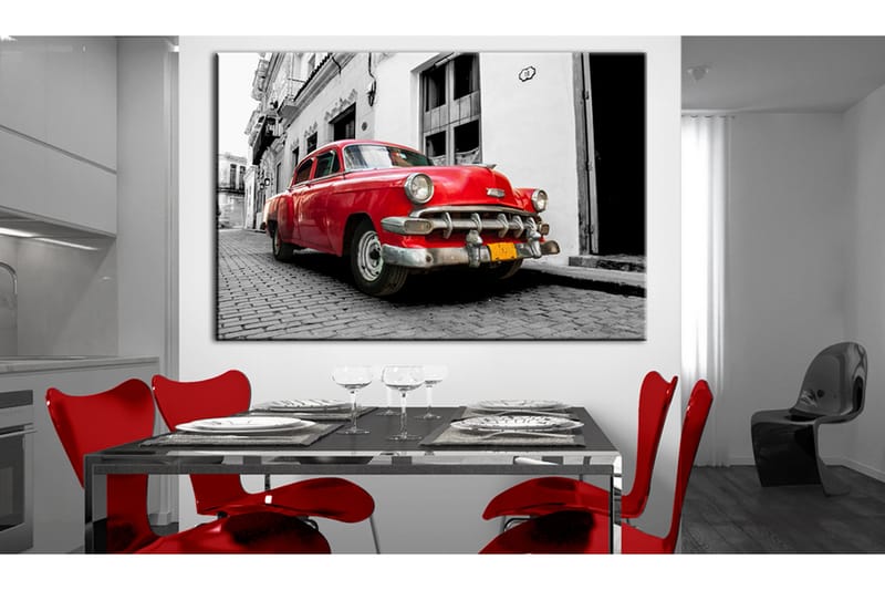 Billede Cuban Classic Car (rød) 90x60 - Artgeist sp. z o. o. - Billeder på lærred
