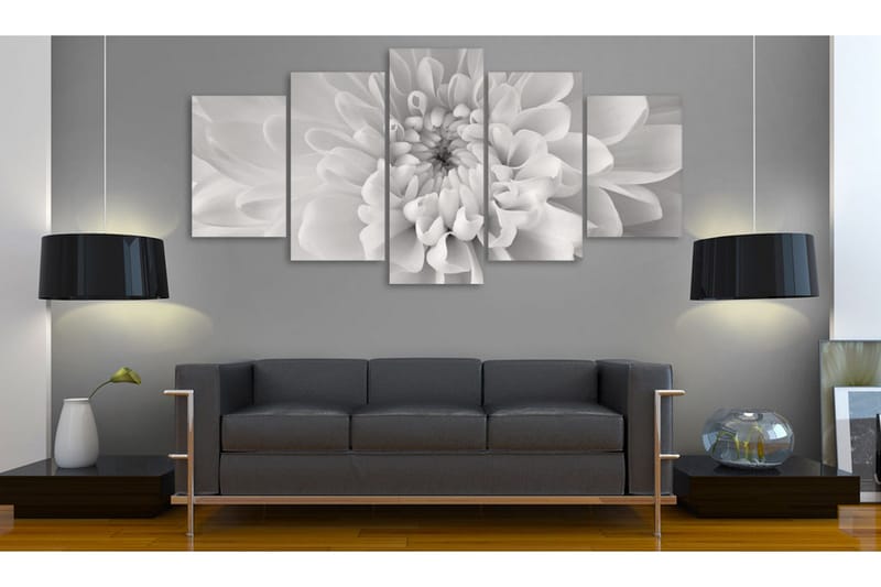 Billede Dahlia Flower In Grey Shades 200x100 - Artgeist sp. z o. o. - Boligtilbehør - Billeder & kunst - Billeder på lærred