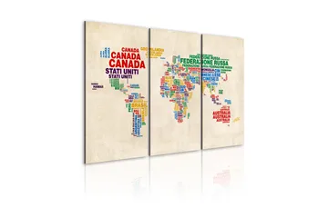 Billede De Italienske Navne På Lande Triptych 60x40 - Artgeist sp. z o. o. - Boligtilbehør - Billeder & kunst - Billeder på lærred