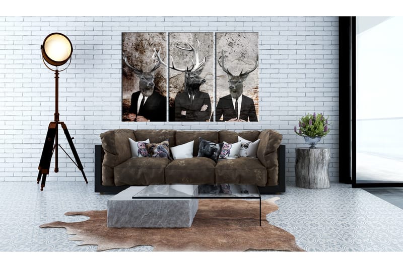 Billede Deer In Suits 90x60 - Artgeist sp. z o. o. - Boligtilbehør - Billeder & kunst - Billeder på lærred