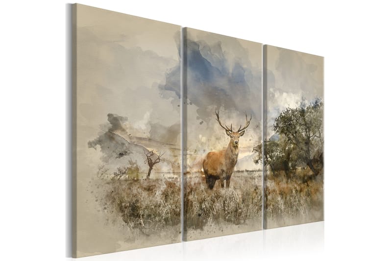 Billede Deer In The Field 90x60 - Artgeist sp. z o. o. - Billeder på lærred