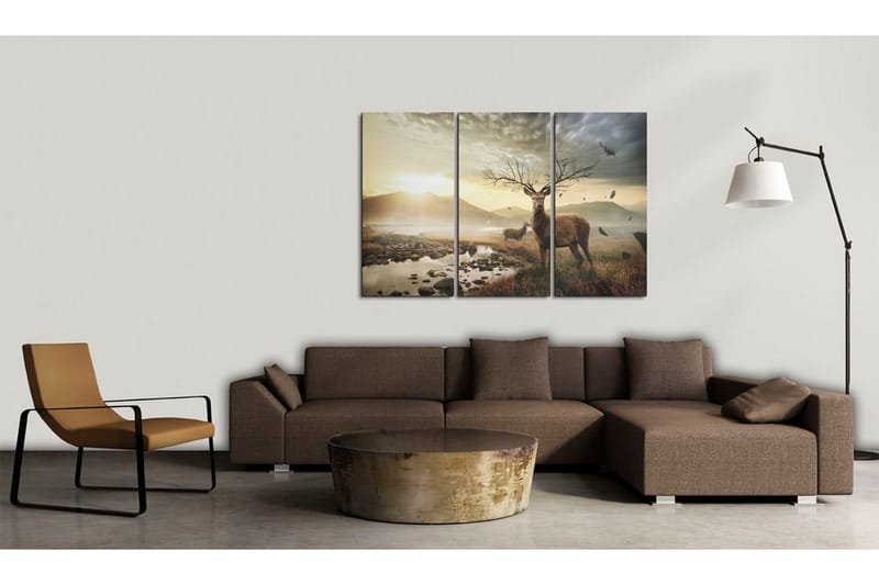 Billede Deer With A Tree-Like Antlers 120x80 - Artgeist sp. z o. o. - Boligtilbehør - Billeder & kunst - Billeder på lærred