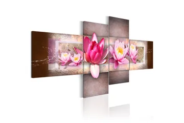 Billede Delicate Water Lilies 100x45 - Artgeist sp. z o. o. - Boligtilbehør - Billeder & kunst - Billeder på lærred